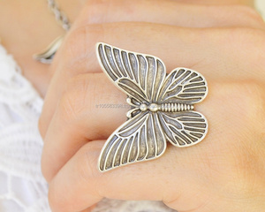 Bague en argent sterling pour femmes, bagues unisexe boho rétro, taille ajustable à la mode, oiseau porte-bonheur, talisman - Product Image 4