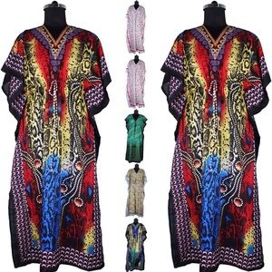 2025 été décontracté imprimé chauve-souris longues sans manches robes de plage et caftans Anokhi Caftan Maxi robe imprimé fleuri vêtements de détente - Product Image 1