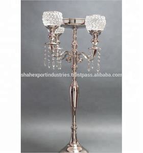 Design fantaisie 5 bras cristal photophore métal argent candélabre pour la maison et mariage décoration de table centres de table - Product Image 5