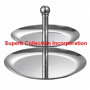 การออกแบบใหม่สแตนเลสที่กำหนดเองการออกแบบเงินสองชั้นยืนเค้ก - Product Image 2