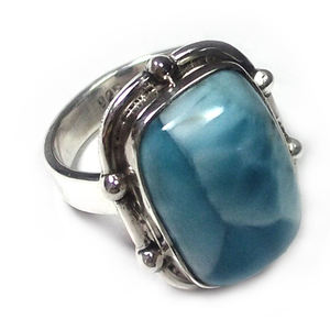 Bague en pierre Larimar, forme de goutte d'eau, vente en gros, bijoux en pierre 925 naturelle - Product Image 3