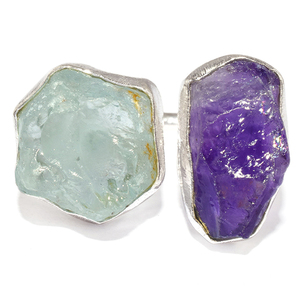 Anillo de plata de primera ley con amatista aguamarina, sortija, plata esterlina 925, amatista, aguamarina, plata esterlina 925 - Product Image 3