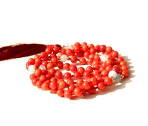Estilo bohemio Mala Beads Red Coral 108 Beads Long Wedding Engagement Collar unisex - Product Image 2