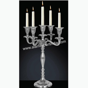 Candelabro de Mesa de Boda de Metal Negro con Recipiente para Flores, Acabado Pulido Plateado, Hecho a Mano, Tamaño Personalizado para Decoración del Hogar - Product Image 5