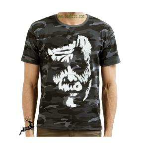 Camiseta de poliéster reciclado de algodón hilado con anillo de alta calidad Unisex, Camiseta larga con estampado de camuflaje, logotipo de Tirupur OEM, promoción de talla grande - Product Image 1