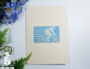 Tarjeta de Amistad diaria, tarjeta emergente de carreras de bicicletas, artesanía vietnamita, invitación de corte por láser, artesanía - Product Image 6
