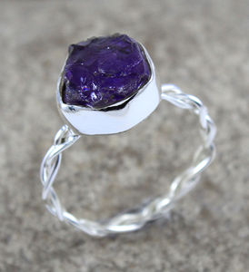 พราว925เงินสเตอร์ลิงหยาบพลอยอเมทิสต์แหวนเครื่องประดับ - Product Image 2