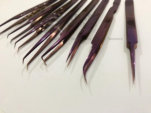 แหนบขนตาปลอมทำจากสเตนเลสเคลือบสีพื้นม่วงออกแบบโลโก้ได้ตามต้องการ - Product Image 3