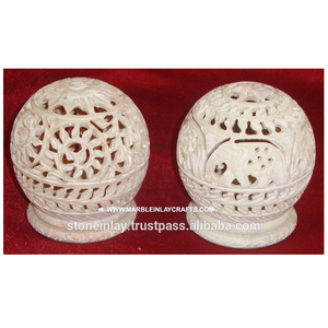Meilleur fait à la main en stéatite naturelle sculptée à la main belle conception différente forme ronde chauffe-plat bougeoir pour la décoration de la maison - Product Image 1