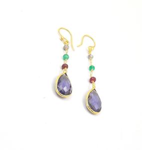Fashion Chandelier Earrings Multi-Rosary Jewelry Charm with Amethyst Stone - Product Image 4