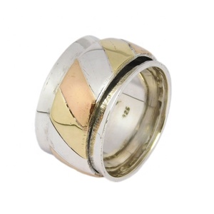 Beautiful Fashion Three Tone 925 Sterling Silver <b>Spinner</b> <b>Ring</b> Indian Sterling Silver Jewelry Eternity Vermeil <b>Rings</b> - Product Image 1