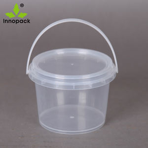 Small Sizes of <b>500ml</b>/1L/2L <b>Food</b> <b>Grade</b> <b>Clear</b> <b>Plastic</b> <b>Bucket</b> with Tamperproof Lids - Product Image 1