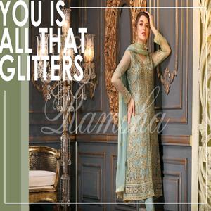 Robe pakistanaise en tissu Salwar Kameez brodé à la main avec des motifs complexes - Product Image 2