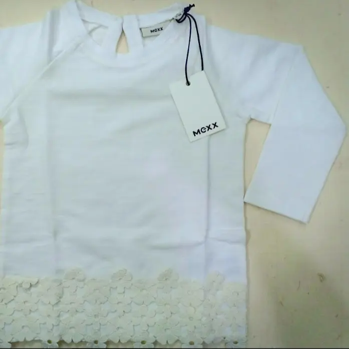 Top Quality Genuine Branded Labels New Kids Girls Plain Long Sleeve School Cotton T-Shirt Tops Crew Neck Bangladeshi Stock lot
