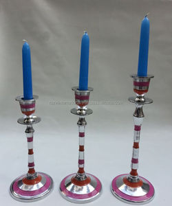 Lot de 3 bougeoirs en aluminium faits à la main Décoration décorative pour Pâques Artisanat Bougeoir en métal - Product Image 1
