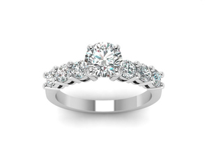Bague solitaire en diamant rond véritable 1,00 TCW |   Bague de fiançailles en or blanc 14 carats pour femme, bijoux de mariage de luxe, cadeau - Product Image 1