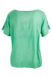 Blusa informal con bordado de contraste para mujer, blusa femenina de estilo veraniego, cómoda, a precio barato, venta al por mayor - Product Image 5