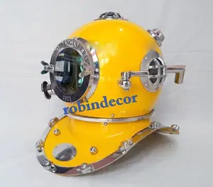Yellow Color Antique Yellow Diving Helmet US Navy Anchor Engineering Divers Helmet Replica