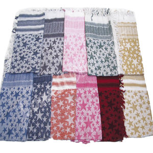 Women's Stylish Jacquard Cotton Knitted <b>Scarf</b> Big Small Star Design Shemagh <b>Scarf</b> Arabian Muslim Headscarf for Winter - Product Image 1