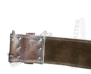 Longueur personnalisée Ceintures de musculation en cuir véritable pour musculation Peau de vache marron naturelle avec logo personnalisé bleu acier - Product Image 3