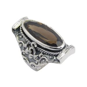 แหวนควอทซ์สโมคกี้ธรรมชาติเครื่องประดับเงินสเตอร์ลิงทำด้วยมือเครื่องประดับเงินอินเดียแหวนเวอร์เมียล - Product Image 1
