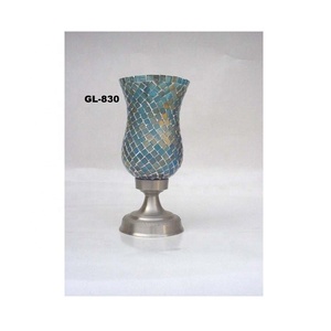 Matt <b>Silver</b> Hurricane Candle <b>Lamp</b> for Party Decoration - Product Image 1
