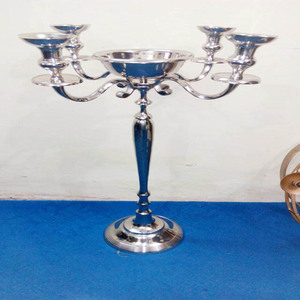 Candelabro de Metal Plateado Personalizado, Hecho a Mano, con Centro de Flores Cilíndrico, para Decoraciones de Boda y Navidad, Marca OMKAAR, ¡En Oferta! - Product Image 3