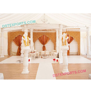 Conjunto de Mandap de fibra blanca para boda india, nuevo diseño, fabricante de Mandaps de boda, decoración de Mandap de fibra para boda - Product Image 1