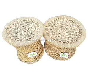 Tabouret pouf en bambou massif écologique fait à la main tabouret Portable pour salon Restaurant jardin os incrustation Console - Product Image 1