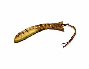 Hand Made Bethlehem Carving Olive Wood <b>Fish</b> Rosary Keychain - Product Image 1