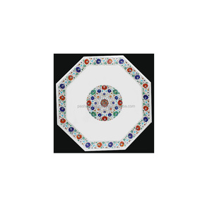Table basse en marbre blanc de forme octogonale, de haute qualité, fabriquée à la main, pour les entreprises - Product Image 1
