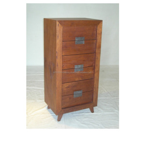 Commode haute en bois massif au design moderne avec tiroirs pour chambre à coucher ou salon meubles de maison - Product Image 1