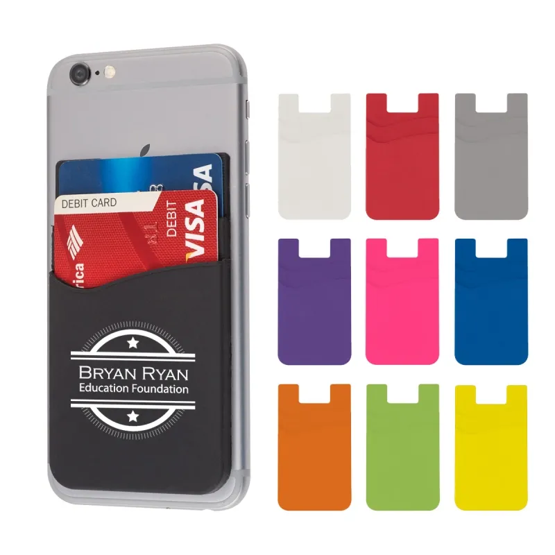 Portefeuille pour téléphone en Silicone, produit à double poche, adhésif puissant, adapté au dos du téléphone, livré avec votre logo