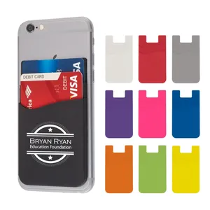 Dual Pocket Silicone Phone Wallet - silicone material, adheres to back of phone with strong adhesive and comes with your logo