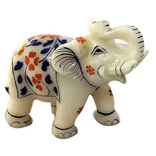Estatua de elefante hecha a mano con incrustaciones de mármol, idol con trabajo Minakari, al mejor precio, fabrica en la India
