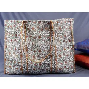 Sac à main matelassé en coton pour femme, grand fourre-tout gitane, à imprimé ou réversible, accessoire de plage, vente en gros, style indien