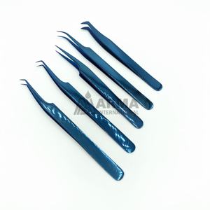 แหนบปลายขนตาไทเทเนียมไฟเบอร์พลาสม่าสีน้ำเงินสแตนเลสมืออาชีพฉลากส่วนตัวที่ยั่งยืน - Product Image 3