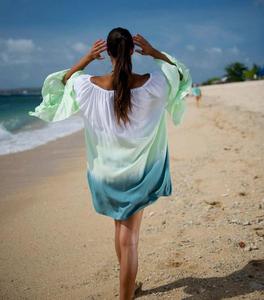 Designer Beach Wear Rayon Tie Dye Off Shoulder <b>Poncho</b> Kaftan - Product Image 2