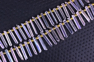 Natural Aura Quartz Gemstone Pencil Shape <b>Blue</b> Sparkling Star Effect Jewelry Making Collection Style Cut - Product Image 4