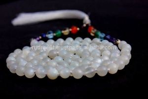 มูนสโตน108ประคำสร้อยคอจักระสีรุ้งมาลาแฮนด์เมดศิลปินอินเดียลูกปัดสร้อยคอ - Product Image 2