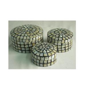 กล่องไม้ฝังมุกทรงกลม ชุด 3 ชิ้น มีทุกขนาด กล่องใส่เครื่องประดับสำหรับผู้หญิงและเด็กผู้หญิง - Product Image 4