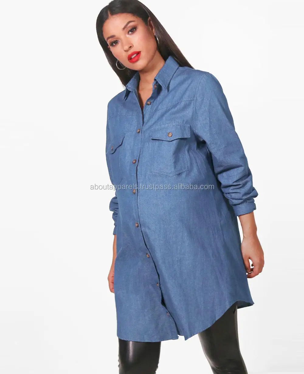 Chemise en jean à manches longues à la mode orientée vers l'exportation, NOUVELLE chemise en jean respirante pour femmes bon marché 2018