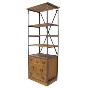 Bibliothèque de conception industrielle moderne antique Meubles réglables en bois et en fer pour le salon à la maison - Product Image 4