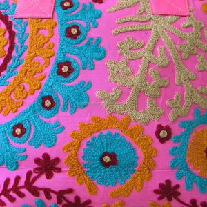 กระเป๋าโท้ทลำลองสำหรับผู้หญิงปักลายซูซานี กระเป๋าถือปักด้วยด้ายขนสัตว์อินเดีย - Product Image 6