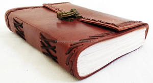 Diario de cuero de lujo multifunción tamaño B5 personalizado con estilo diario de costura lateral con bloqueo de Color marrón suave genuino - Product Image 4