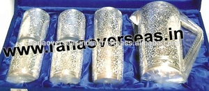 Ensemble de citron gravé en céramique, 6 verres et 1 carafe en argent plaqué pour la maison, le Restaurant et l'hôtel - Product Image 2