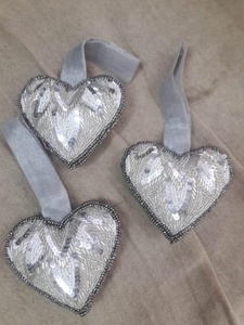 Decoración navideña para el hogar, adorno colgante con cuentas de corazón, bordado zari, 2018 - Product Image 3