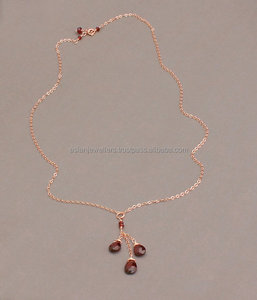 สร้อยคอเงินสเตอร์ลิง925พร้อมอัญมณีโกเมนชุบทอง Vermeil สำหรับเป็นของขวัญ - Product Image 2