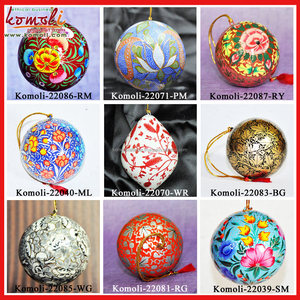 Adornos de Navidad de la India pintados a mano, diseño floral, mache de papel - Product Image 5