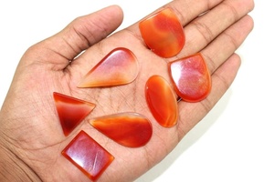 Juego de 7 piezas de grado superior de ónix rojo natural hermoso suave Multi-forma cabujones con parte posterior plana piedras preciosas sueltas al por mayor - Product Image 5